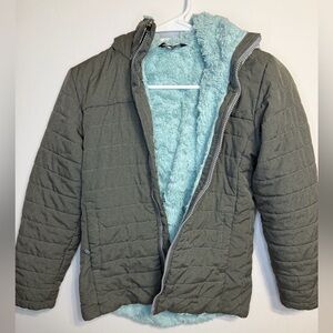 The North Face Girls Gray and Blue Hooded Jacket Size 10/12